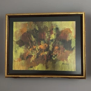 Abstract Floral Original  Painting 1965 Elva Levy, Waco Tx  10x12, framed  14x17 - Picture 1 of 16