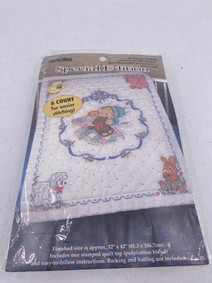 Bucilla Kreuzstich Geburt Record Kit – 33 Cm, Mit Stoff & Garn