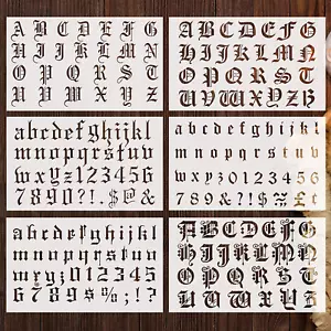 8 Pieces Letter Stencils Old English Reusable Plastic Calligraphy Letter Numeral - Picture 1 of 12
