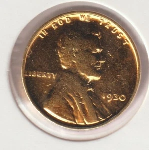 Rare Old Antique 1930 US Lincoln 24k Gold Plated Cent Penny Collection Coin USA - Picture 1 of 2