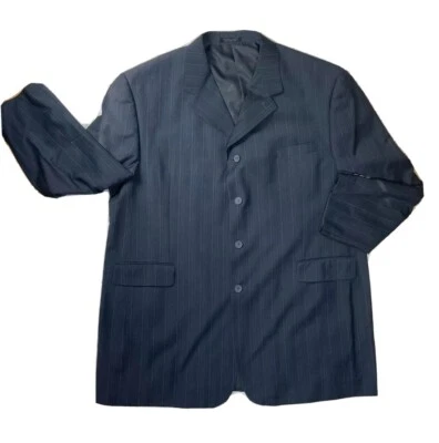 Vittorio St. Angelo Men’s 52 Long Striped Sport Coat Suit Jacket Blazer Work - Image 1 of 4
