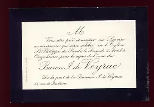Généalogie .cdv carte de visite de Mme. la Baronne F.de Veyrac - Imagen 1 de 1