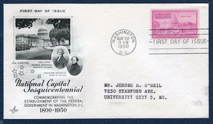 992 National Capital FDC, ArtCraft Cachet. OF, Addressed, Clean Cover. - Picture 1 of 3