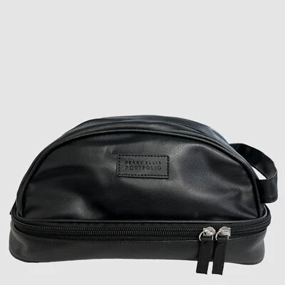 Perry Ellis Para Hombres Estuche de Lona de Aseo Negro Kit de Afeitado de Viaje Bolso para Pasar la Noche. Foto 1 de 4