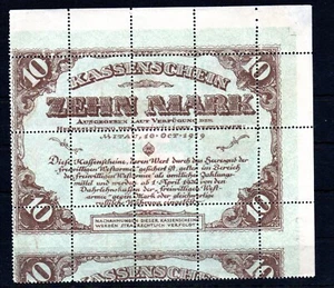 LATVIA , 1920 , 50 kop. LETTGALLEN, block with FULL BANKNOTE on BACKSIDE , USED - Picture 1 of 2