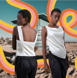 Silk Maison Draped Wide Strap Silk Camisole in Ivory Sz S - Small  NWT $109 MSRP - Picture 1 of 6