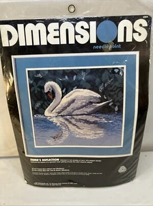 Vintage New Sealed 1988 Dimensions Needle Point Swan's Reflection Swan on Lake - Picture 1 of 9