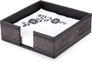 Portatovaglioli da Tavolo Quadrato in Pelle PU Marrone 17,5 x 17,5 x 5 cm - Foto 1 di 2