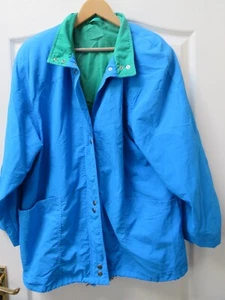 Marks & Spencer Nylon Rustly Jacket UK 16 Blue Vintage Anorak Colorful 1980s - Picture 1 of 5