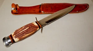 Vintage Monarch (Japan) 11 1/2" Bowie Knife + OEM Leather Sheath, bone  UNUSED - Picture 1 of 10