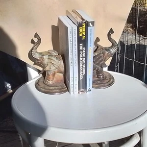 Bronze Pair ELEPHANT BOOKENDS - Picture 1 of 6