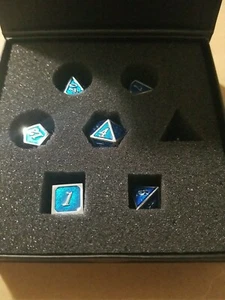 Polyhedral Metal 7Pc Dice Set LtBlue/Silver; DnD, Roleplaying, FREE SHIPPING - Imagen 1 de 3