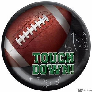 amscan Football Party Tailgate Touchdown Large Pack 10" Round Dinner Plates, ... - Picture 1 of 1