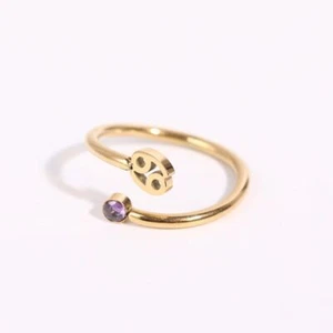 Insegna Zodiacale Pietra portafortuna Anello Aperto Acciaio Inox Placcato Oro 18K Gioielli Moda - Foto 1 di 21