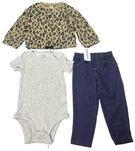 Carter's 3-teiliges Outfit/Set Gepard Liebe Pullover Top & Legging Set Größe 12M Neu mit Etikett - Bild 1 von 4