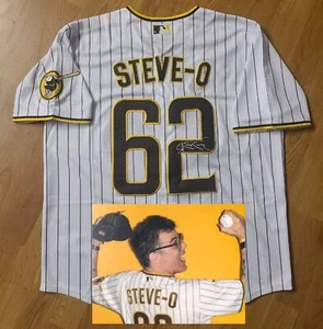 STEVE-O Jackass Star Signed Autographed San Diego Padres White Pinstripe Jersey - Picture 1 of 5