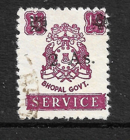 1949 BHOPAL, SG0357a CAT £3250 USED, 2a on 1 1/2 anna, KGVI, INDIA INDIAN STATES Cover