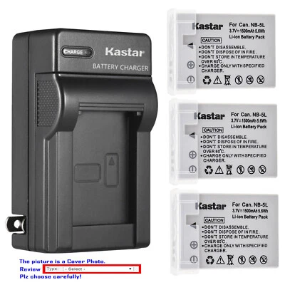 Kastar Battery AC Travel Charger for Canon NB-5L 5LH PowerShot SD800 IS SD800IS