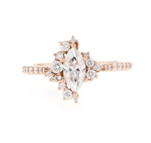 2.0 Ct Marquise Cut Moissanite Cute Dainty engagement ring 14K Rose Gold Plated - Picture 1 of 9