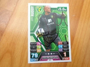 GENUINE HAND SIGNED JOHN RUDDY NORWICH CITY MATCH ATTAX 2013-2014 CARD - Picture 1 of 1