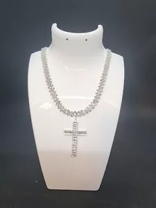 Luxury Glitter Zircon Cross Pendant Necklace For Women Wedding Party Engagement - Picture 1 of 3