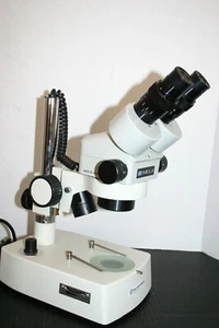 Nice Meiji EMZ Stereozoom Microscope on New Dual Illuminated Desktop Stand 7-45X - Picture 1 of 7