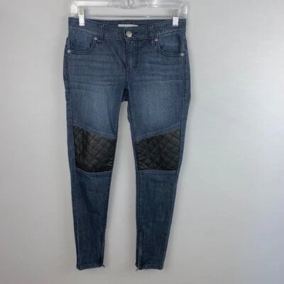 BCBG Generation Jeans Womens Quilted Faux Leather Accented Zip Ankle 26 - Image 1 of 4