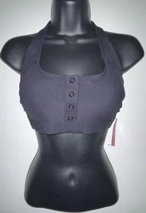 Juniors' Ribbed Button-Front Halter Bikini Top - Xhilaration, Black, D/DD - Picture 1 of 11