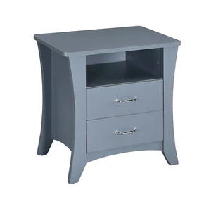 NEW Nightstand with Top Open Compartment and 2 Drawers,Gray - Picture 1 of 6