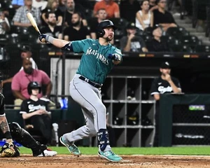 Cal Raleigh Hitting a Home Run Seattle Mariners 8x10 MLB Baseball Photo - Picture 1 of 1