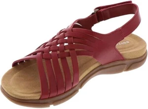 Easy Spirit Mar flache Damen-Ledersandalen mit Fersenriemen, rot Größe 5M - Bild 1 von 5