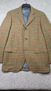 Vintage Bernhard Altmann Blazer Mens 44 Brown Yellow Plaid Wool Sports Coat 70s - Picture 1 of 14