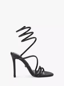 Carvela Kurt Geiger KG Diamante Embellished Strappy Sandals Black sparkly 5 New - Picture 1 of 6