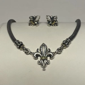 David Yurman Fleur-de-Lis Anhänger Halskette & Ohrringe Kaviar Kollektion, 19" - Bild 1 von 15