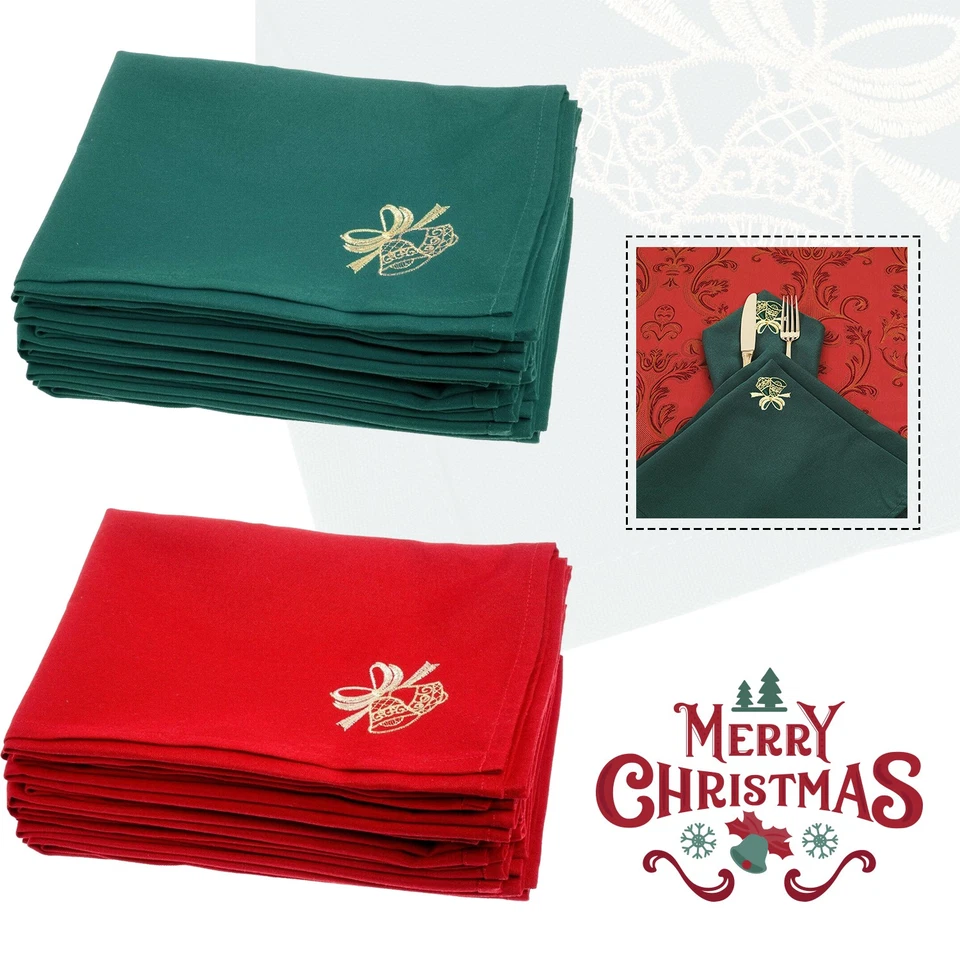 20”x20” Napkins Polyester Red Green Serviettes Christmas Table Dinner Décor - Image 1 of 1