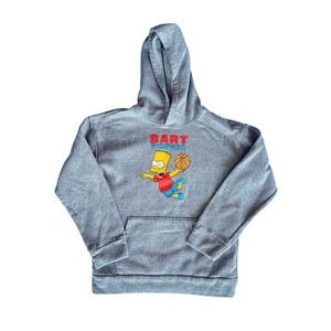 Old Navy Hoodie Youth XXL Gray Bart Simpson Basketball Graphic Cotton Poly Blend - Picture 1 of 6