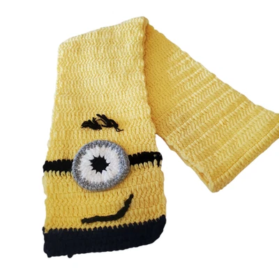 Bufanda Minion de ganchillo hecha a mano 61" amarilla Despicable Me adulto niños dibujos animados divertidos Foto 1 de 4