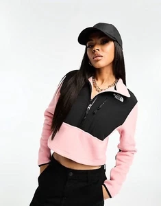 The North Face Denali Polartec cropped overhead fleece in pink and black Medium - Picture 1 of 4
