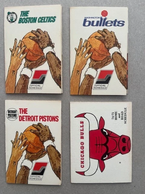 Lot of 4 1974-1975 NBA pocket schedules including Boston Celtics - Image 1 of 1