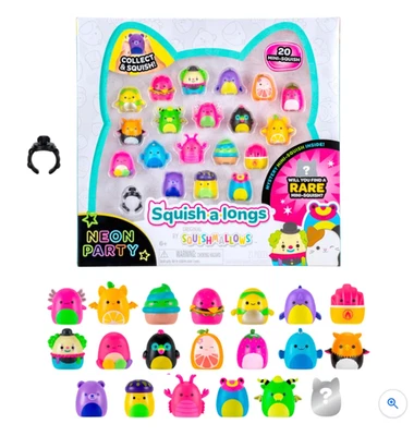 Original Squishmallows Squish-a-Longs Mini-Squish Series 3 Neon Party 20 Pack