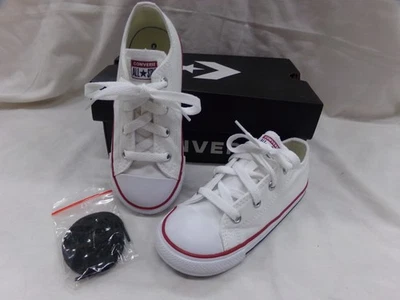 CONVERSE 7J256 OPTICAL WHITE LOW TOP CANVAS CASUAL BABY TODDLER SHOES SZ 10 NEW - Image 1 of 4