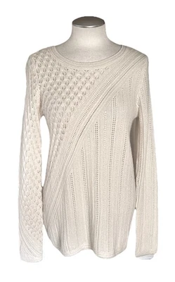 Suéter Charlette 100 % cachemir marfil Soft Surroundings punto mixto talla XS Foto 1 de 4