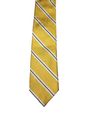 Corbata de seda J Crew a rayas amarillas para hombre hecha en Italia 3 1/8"X62" Foto 1 de 4
