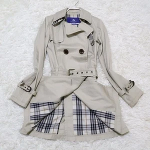 Burberry Blue Label Nova check Trench Coat Cotton Beige Size 38/US:XS Authentic - Picture 1 of 24