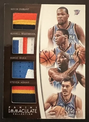 2014-15 Immaculate Collection Quad Durant Westbrook Ibaka Adams Patch 01/10 OKC - Image 1 of 2