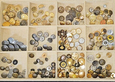 Vintage & Recent MixedMetal Button Lot Military & Fashion Gold Brass Silver Tone - Image 1 of 4