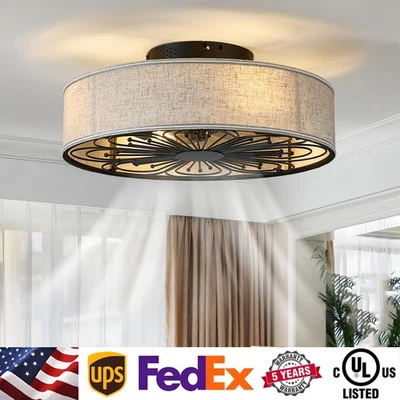 Ventilador de techo enjaulado de granja de 20" con luz blanca kit de montaje empotrado control remoto Foto 1 de 4