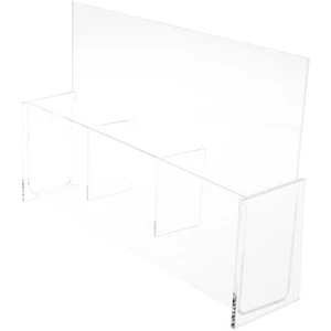 Plymor Clear Acrylic 3-Pocket Brochure Countertop Holder Up to 4" Wide Documents - Picture 1 of 1
