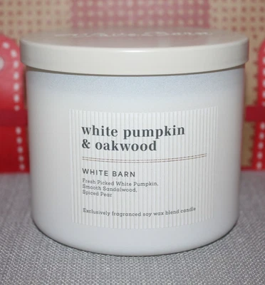 Bath & Body Works/Vela White Barn - Madera de roble calabaza blanca - 14,5 oz 3 mechas Foto 1 de 2