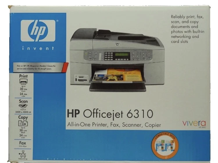 NEW HP Officejet 6310 All-In-One Printer Scanner Copier Fax Vivera Photo Adapter - Image 1 of 4